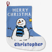 Snowman Afbeelding op een gepersonaliseerde Grote Kerstsok (Voorkant)