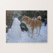 snowman akita-hond kus legpuzzel (Horizontaal)