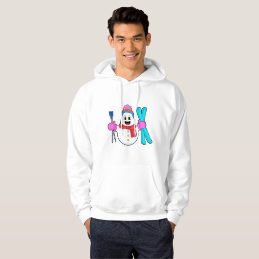 Snowman als Skier met Ski Hoodie (Voorkant volledig)