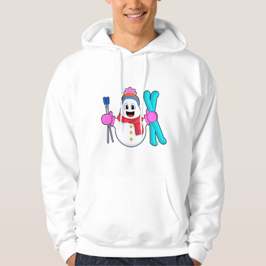 Snowman als Skier met Ski Hoodie (Voorkant)