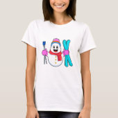 Snowman als Skier met Ski T-shirt (Voorkant)