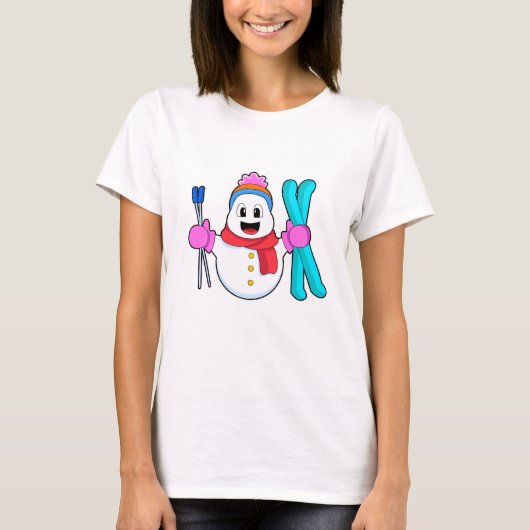 Snowman als Skier met Ski T-shirt (Voorkant)