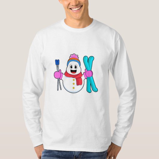Snowman als Skier met Ski T-shirt (Voorkant)