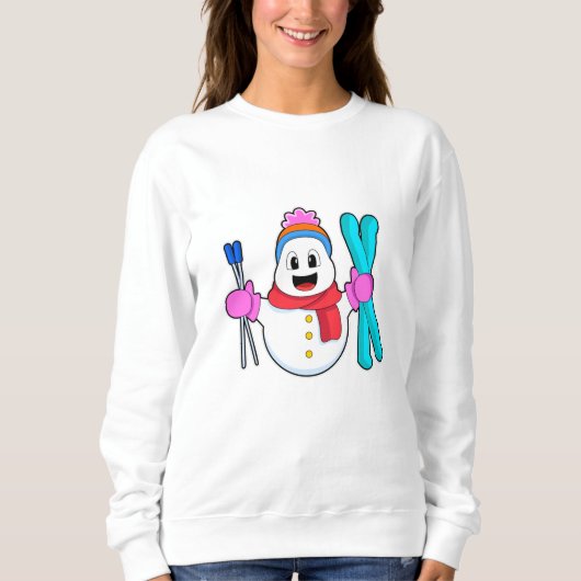 Snowman als Skier met Ski Trui (Voorkant)