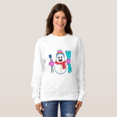Snowman als Skier met Ski Trui (Voorkant volledig)
