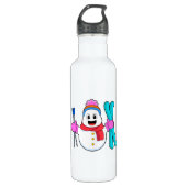 Snowman als Skier met Ski Waterfles (Voorkant)
