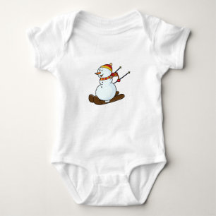 Snowman als Skier met Skis en Pet Romper