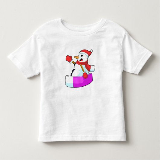 Snowman als Snowboarder met Sonowboard.PNG Kinder Shirts (Voorkant)