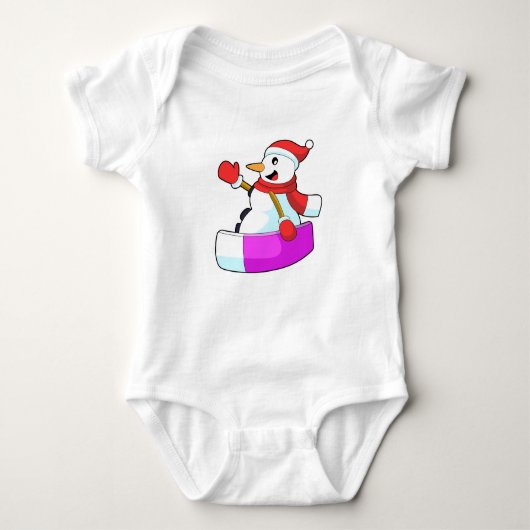 Snowman als Snowboarder met Sonowboard.PNG Romper (Voorkant)