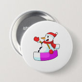 Snowman als Snowboarder met Sonowboard.PNG Ronde Button 7,6 Cm (Voorkant /achterkant)