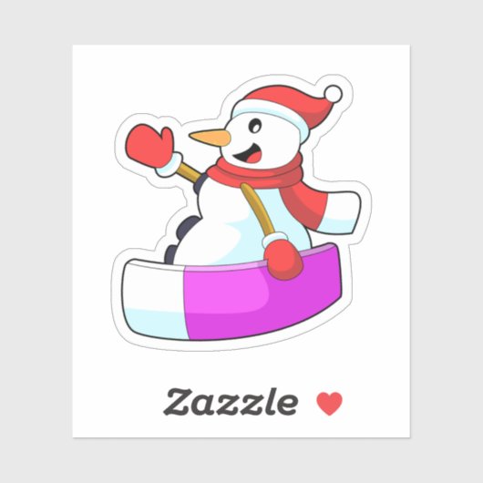 Snowman als Snowboarder met Sonowboard.PNG Sticker (Vel)