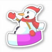 Snowman als Snowboarder met Sonowboard.PNG Sticker (Voorkant)