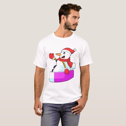 Snowman als Snowboarder met Sonowboard.PNG T-shirt (Voorkant volledig)