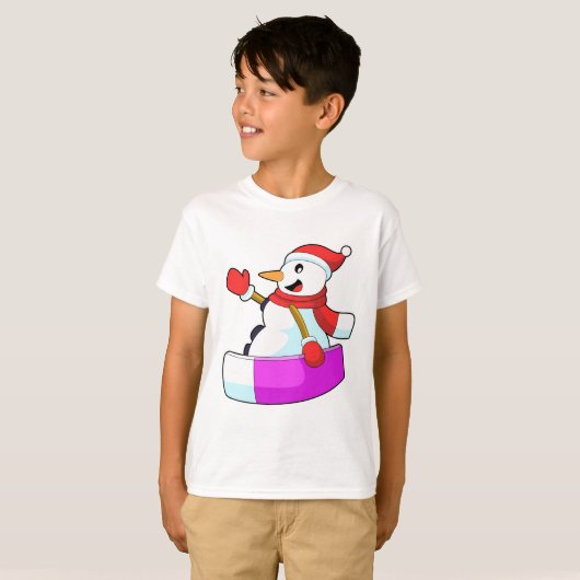 Snowman als Snowboarder met Sonowboard.PNG T-shirt (Voorkant volledig)