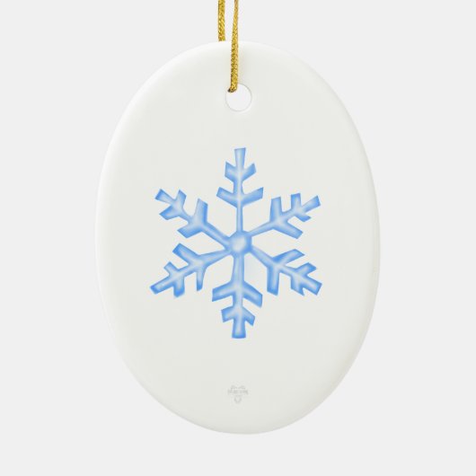 Snowman and Blue Snowflake Ceramic Oval Ornament (Achterkant)