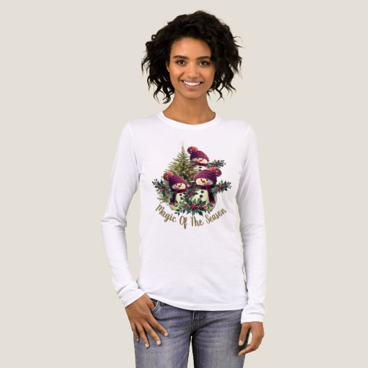 Snowman and Christmas Tree Tri-Blend Shirt (Voorkant)