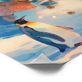 Snowman and Penguin Northern Lights Winter Nursery Poster (Hoek)