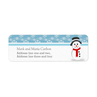 Snowman and Snowflakes Custom Christmas Etiket