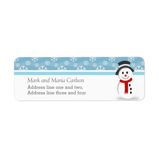 Snowman and Snowflakes Custom Christmas Etiket (Voorkant)