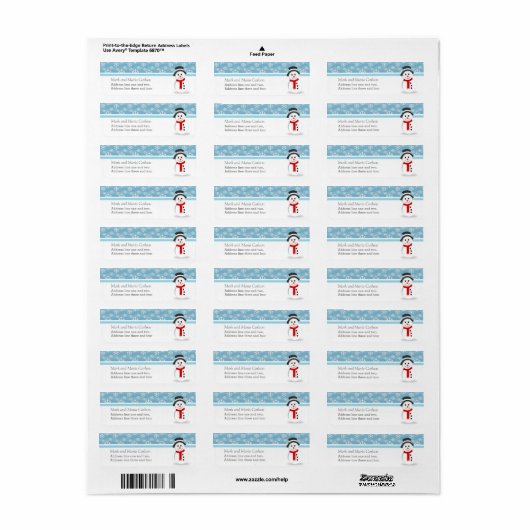 Snowman and Snowflakes Custom Christmas Etiket (Full Sheet)