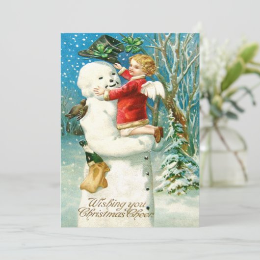 Snowman Angel Cherub Four Leaf Clover (Staand voorkant)