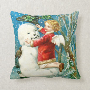 Snowman Angel Cherub Four Leaf Clover Kussen