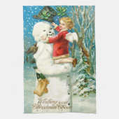 Snowman Angel Cherub Four Leaf Clover Theedoek (Verticaal)