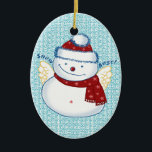 Snowman Angel herzien Ornament<br><div class="desc">Snowman Angel reviseerde keramisch Ornament,  t-shirts en geschenken van ArtMuvz Illustration. Bijpassende Funny Snowmen shirt,  multomap,  mok,  ornament. Om jouw namen toe te voegen te personaliseren of tekst toe te voegen. Pas dit sneeuwpop ornament aan om het uniek van u te maken of als een gepersonaliseerd cadeau te geven</div>