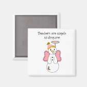 Snowman Angel met Gezegde van leraar Magneet (Voorkant / Achterkant)