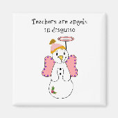 Snowman Angel met Gezegde van leraar Magneet (Voorkant)