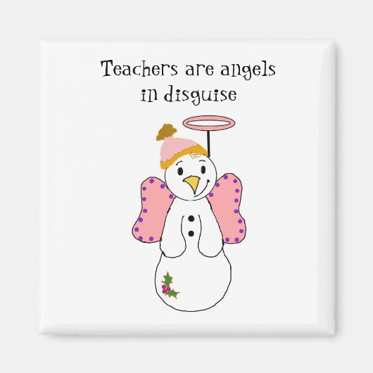 Snowman Angel met Gezegde van leraar Magneet (Voorkant)