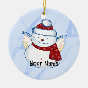 Snowman Angel Oval Ornament