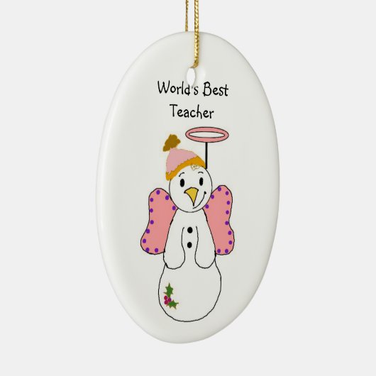 Snowman Angel World's beste leraar Keramisch Ornament (Rechts)