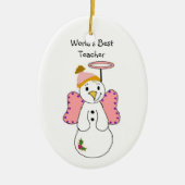 Snowman Angel World's beste leraar Keramisch Ornament (Voorkant)