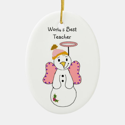 Snowman Angel World's beste leraar Keramisch Ornament (Voorkant)