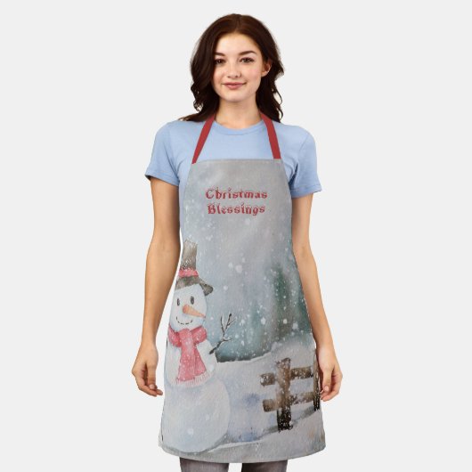 Snowman Apron met kerstmis Schort (Gedragen)