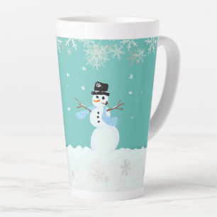 Snowman Art Kerstfeest Merry n Happy Gezegde Latte Mok