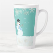 Snowman Art Kerstfeest Merry n Happy Gezegde Latte Mok (Rechts)