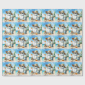 Snowman at the beach during Christmas holiday  Cadeaupapier (Vlak)