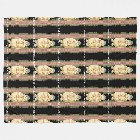 Snowman Babies Victoriaans kerstmonogram Fleece Deken (Voorkant (Horizontaal))