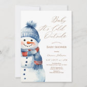 Snowman Baby Het is koud Buiten Baby shower Uitnod Bedankkaart (Voorkant)
