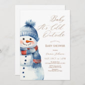 Snowman Baby Het is koud Buiten Baby shower Uitnod Bedankkaart (Voorkant / Achterkant)