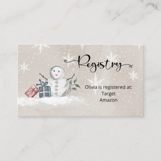 Snowman Baby Registry Informatiekaartje (Voorkant)