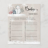 Snowman Baby shower Baby naam Race Game (Voorkant)