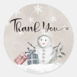 Snowman baby shower dank je klassieke ronde sticke sticker