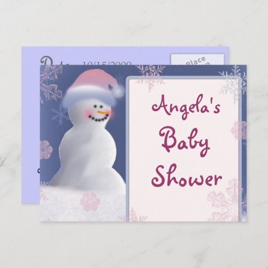 Snowman Baby shower Uitnodiging (Voorkant / Achterkant)