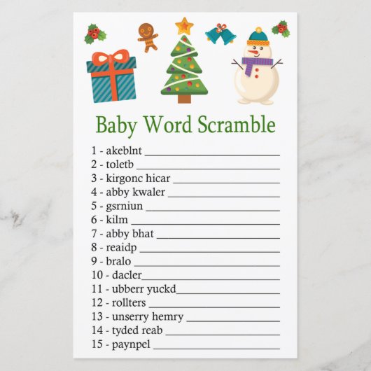 Snowman Baby word scramble game (Voorkant)