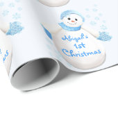 Snowman Baby's eerste kerstfeest op maat Cadeaupapier (Rol Hoek)