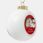 Snowman Baby's eerste kerstfoto Keramische Bal Ornament (Links)