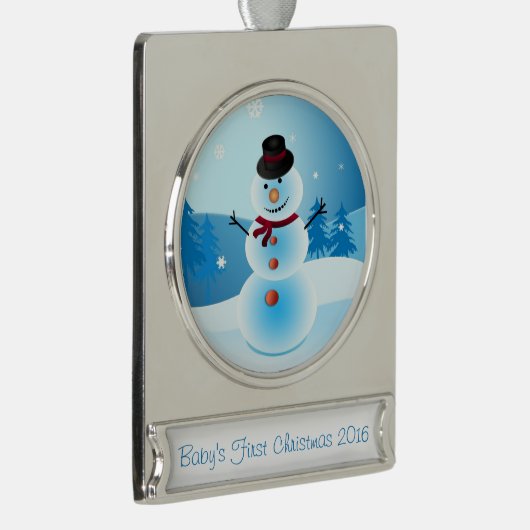 Snowman Baby's eerste kerstversiering Verzilverd Banner Ornament (Rechts)